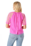 Crosby Raelynn Pink Organza Sleeve Top (XS)