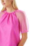Crosby Raelynn Pink Organza Sleeve Top (XS)
