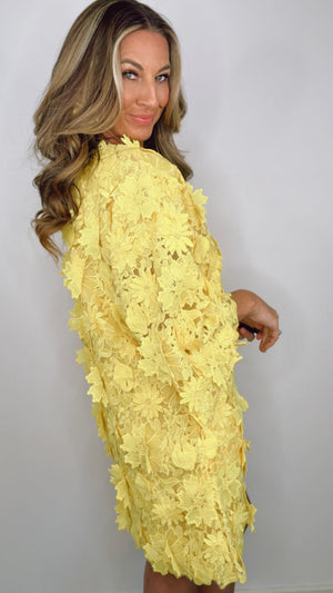 Stellah Lemon Lace Mini Dress