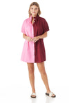 Crosby Betts Dress in Pink Garnet Colorblock (MEDIUM)