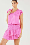 Current Air Pink Satin Elastic Waist Dress (LARGE)