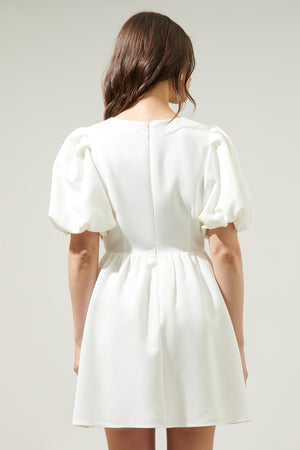 White Bow Tie Mini Dress