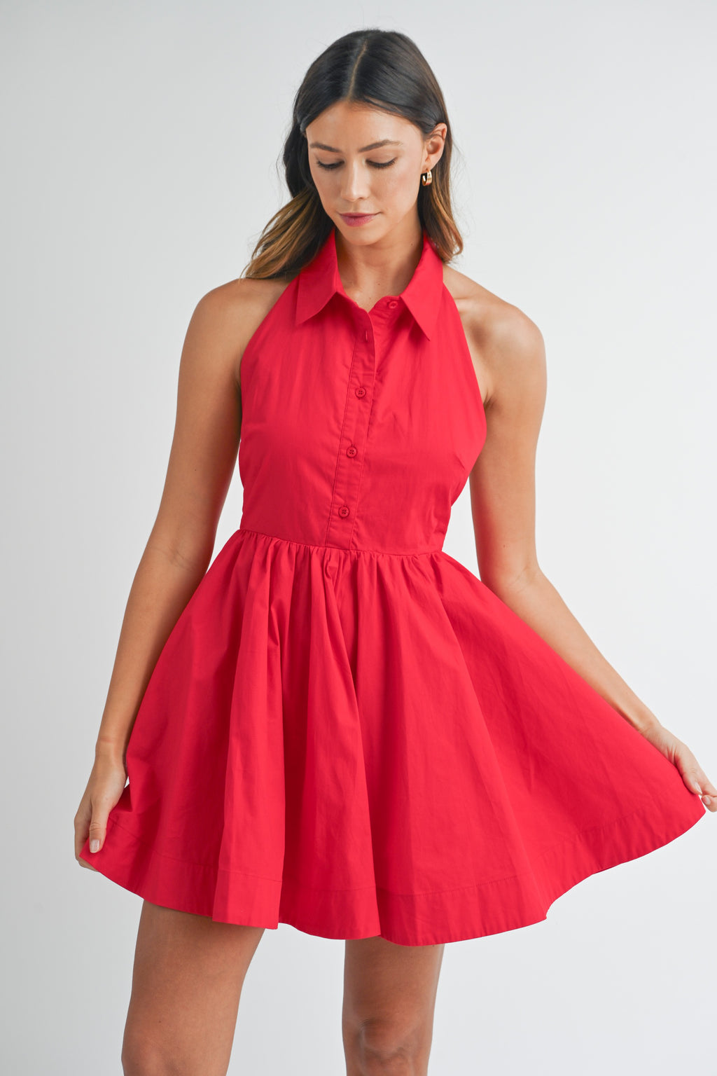 Red Halter Collar Mini Dress