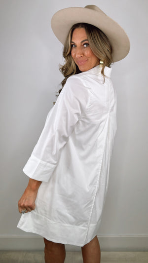 English Factory White A-Line Kaftan Collar Dress