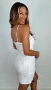 White Lace Fitted Mini Dress (LARGE)
