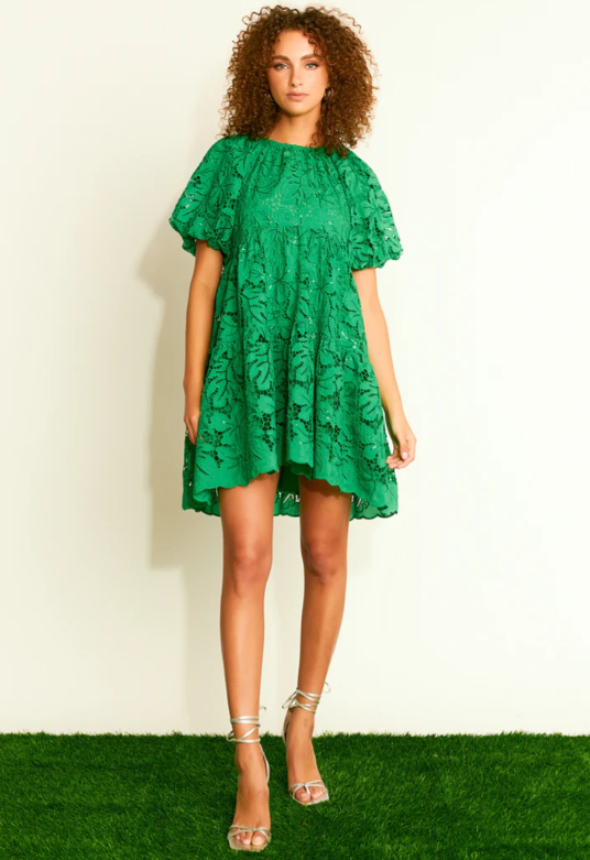 Endless Rose Green Sequins Tiered Mini Dress