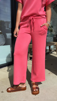 Liverpool | Pull on Wide Leg Crop in Sunset Coral (1 LARGE)