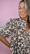 Karlie: Leopard Denim Pleat Sleeve Top