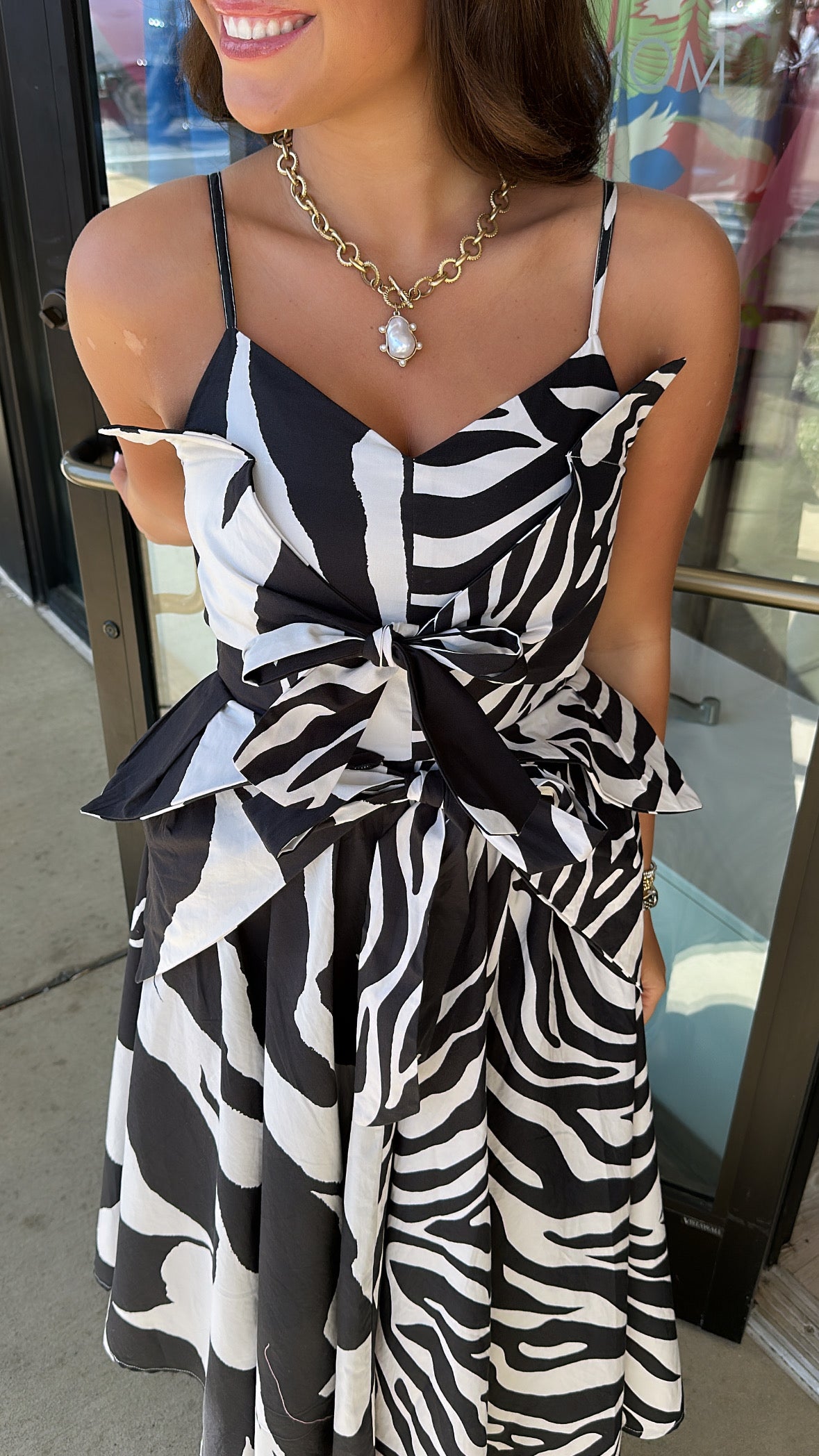 Zebra Asymmetrical Tie-Front Maxi