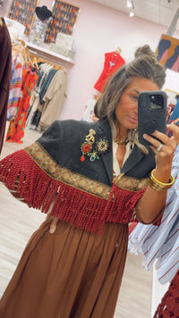 Blazer + Fringe Vest w/ Brooches