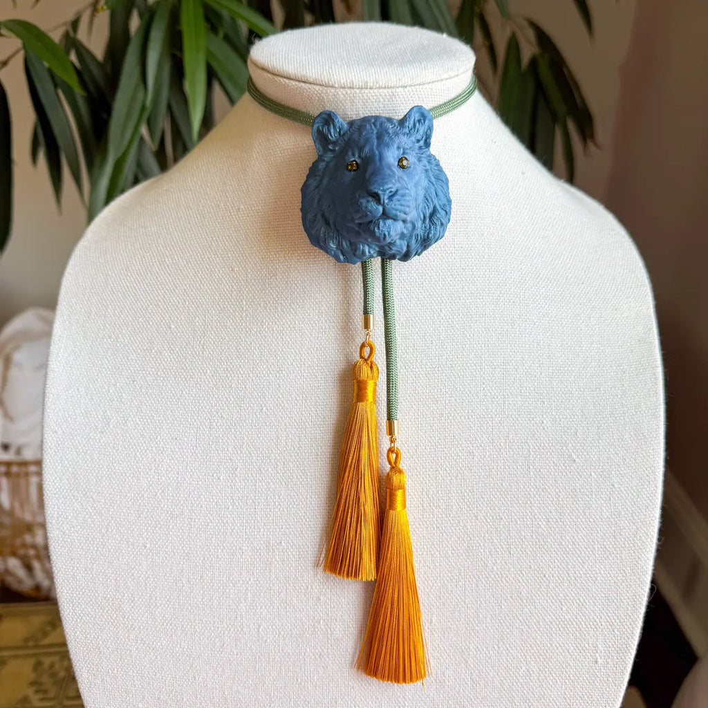 Tiger Bolo with Olive & Golden Yellow Tassel