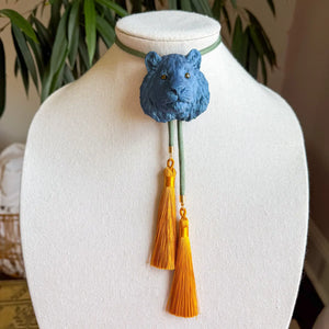 Tiger Bolo with Olive & Golden Yellow Tassel