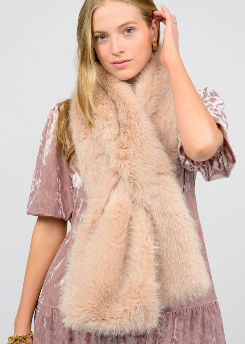 Ivy Jane Faux Fur Sparkle Rose Scarf