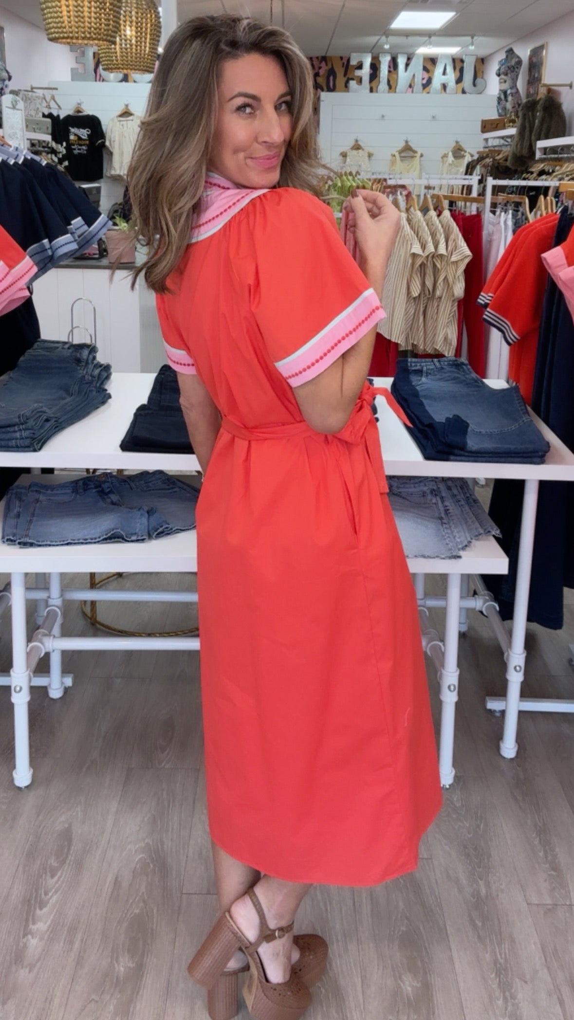 THML Red V-Neck Dress