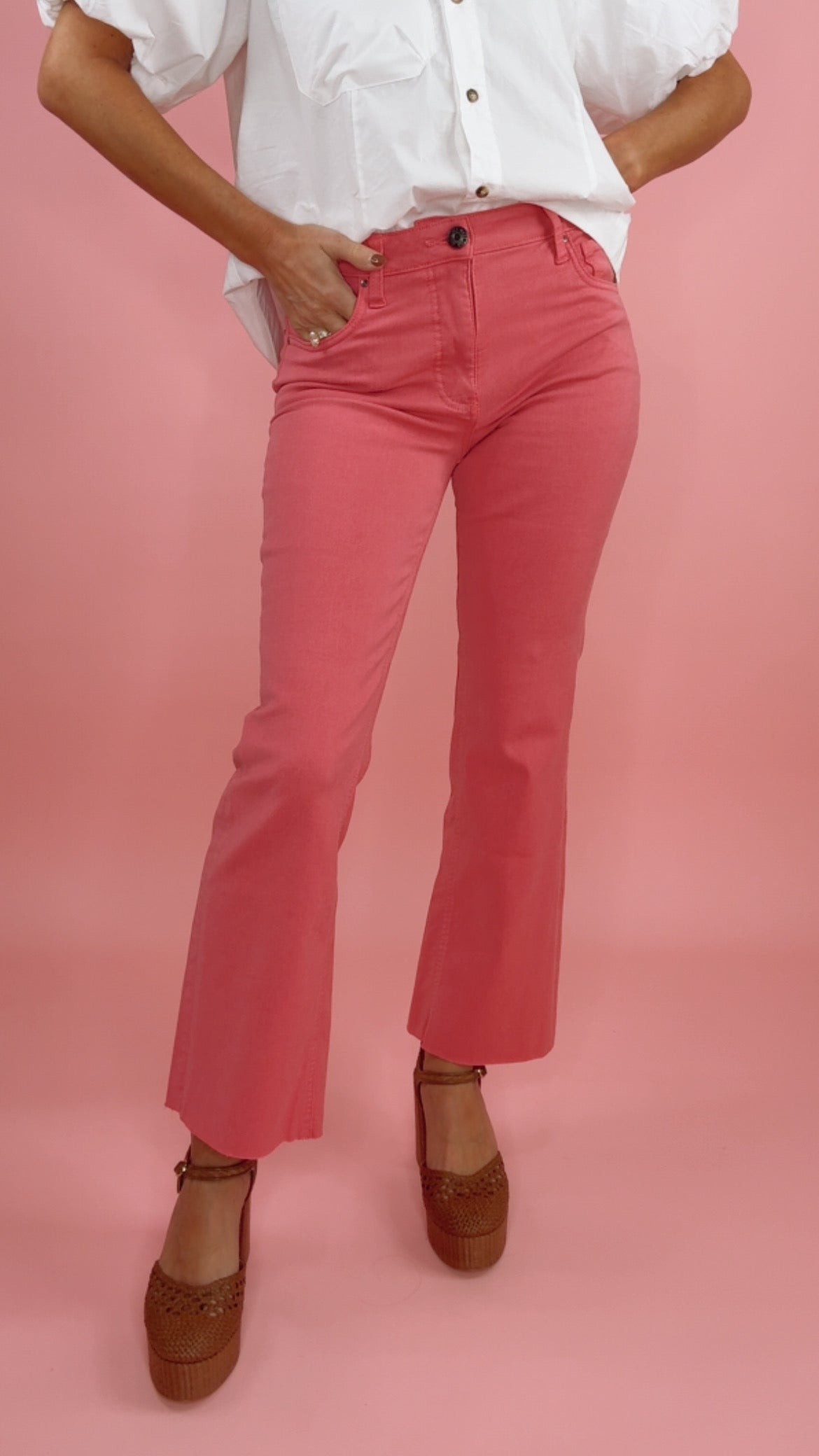 Kut Kelsey High Rise Fab Ab Ankle in Flamingo