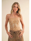 Beige Western Floral Corset Top