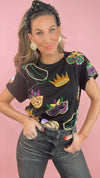 Queen of Sparkles Black Mardi Gras Icon Tee