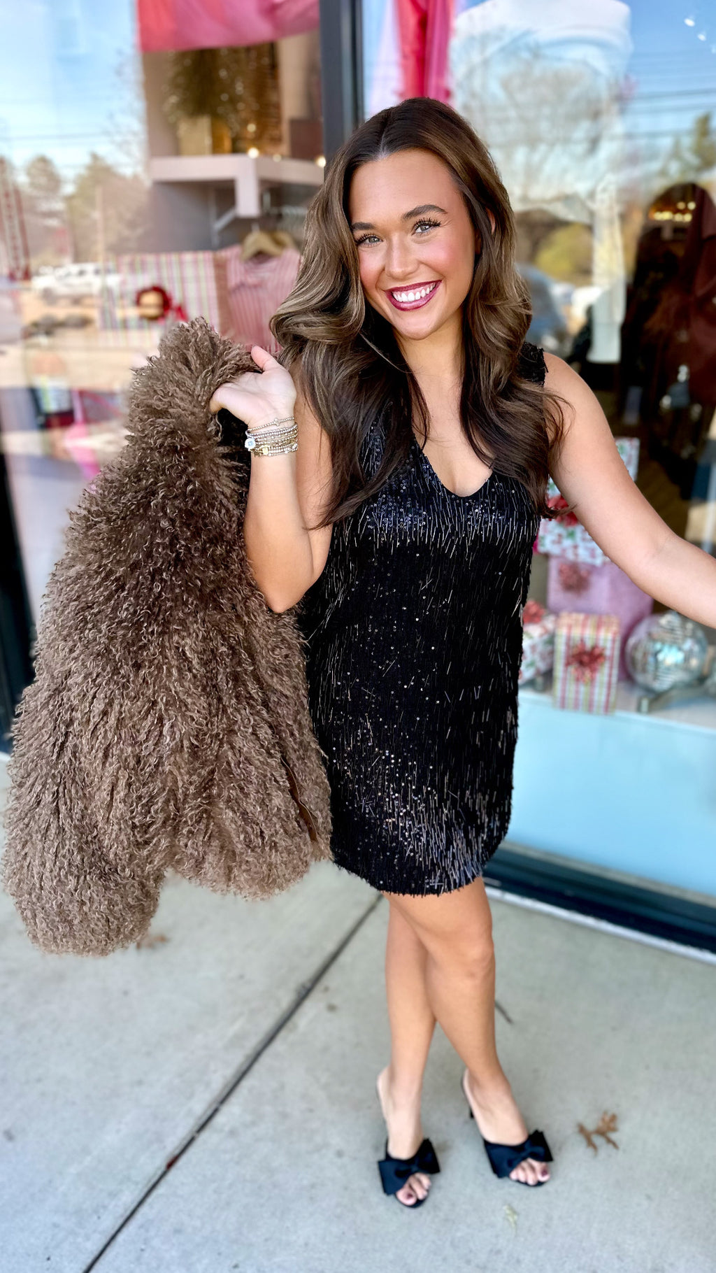 ASTR Black Emani Sequin Mini Dress