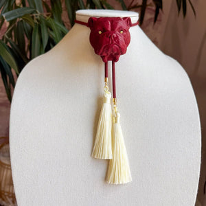 Bulldog Bolo with Maroon & Ivory Tassel