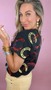 Queen of Sparkles Black Derby Queen Horse Shoe Tee