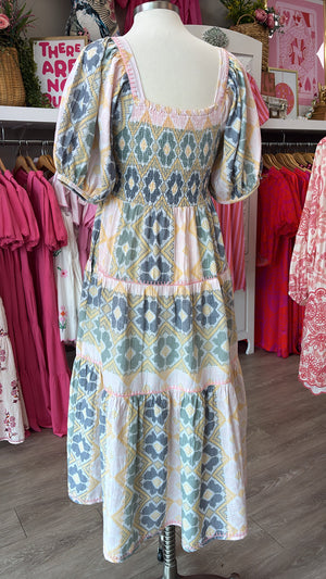 Sister Mary Zelda Natural Pink Printed Midi