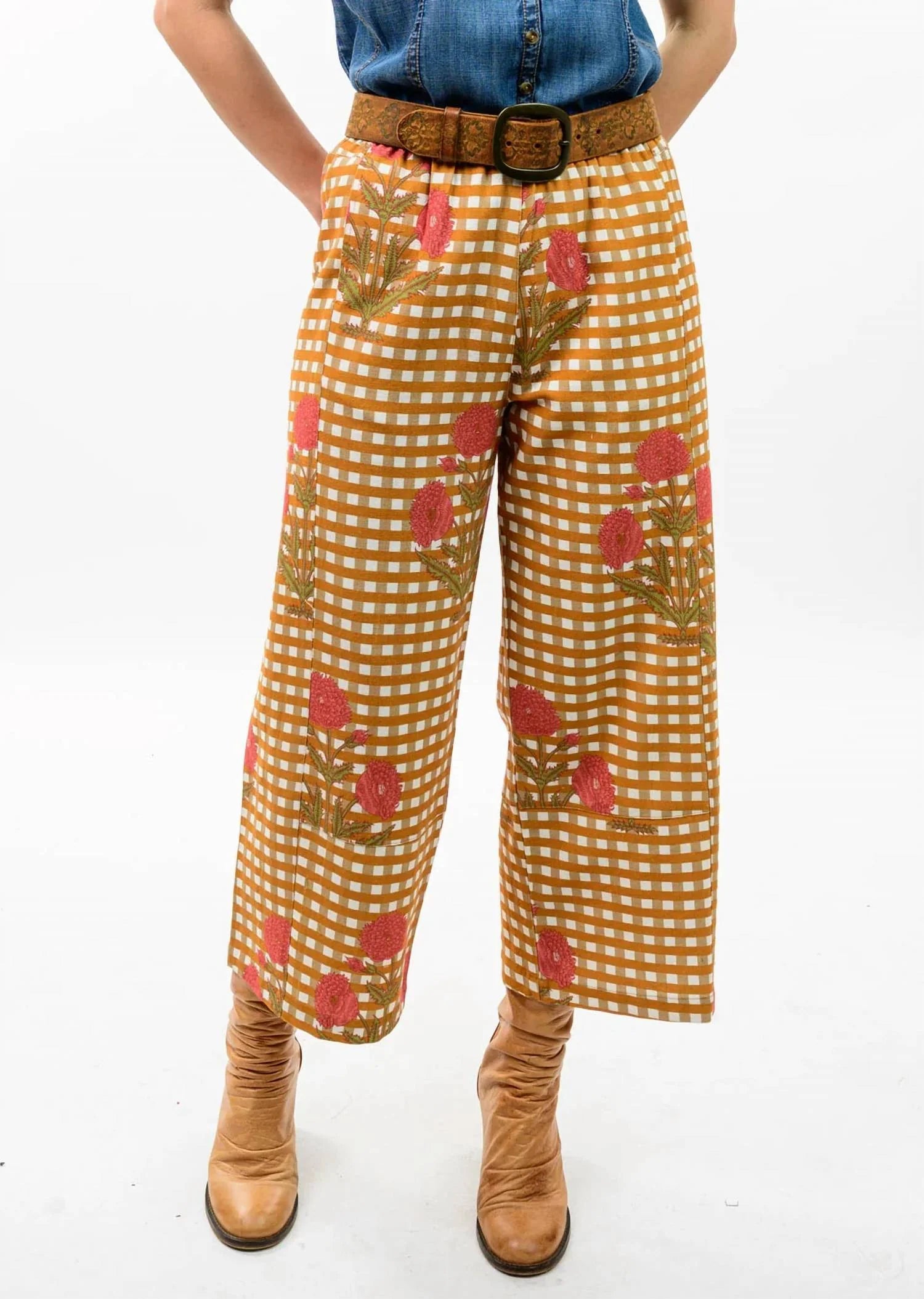 Ivy Jane Gold Print Barrel Pant