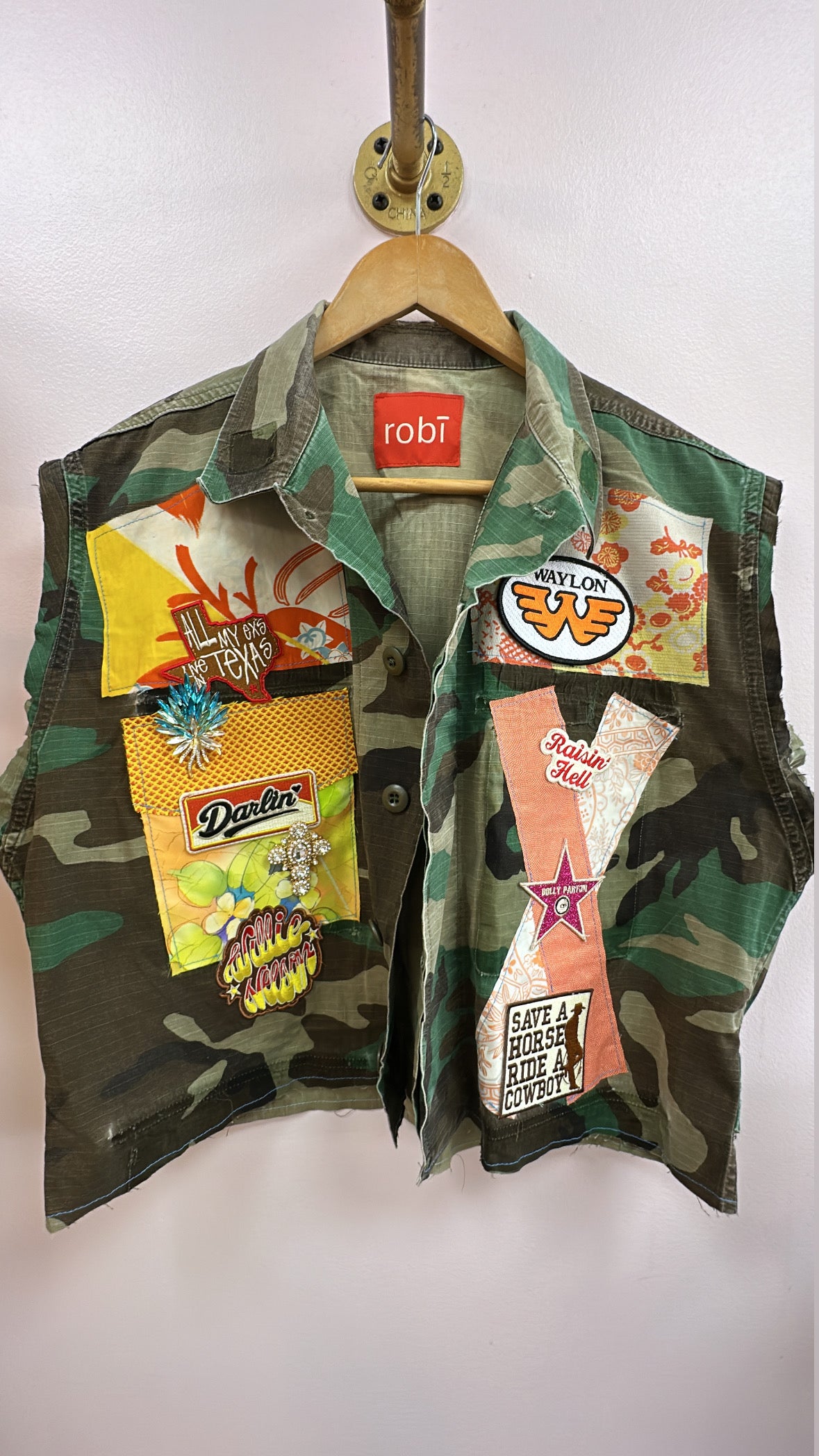 Vintage Country Inspired Camo Vest, Custom Made (Orange)