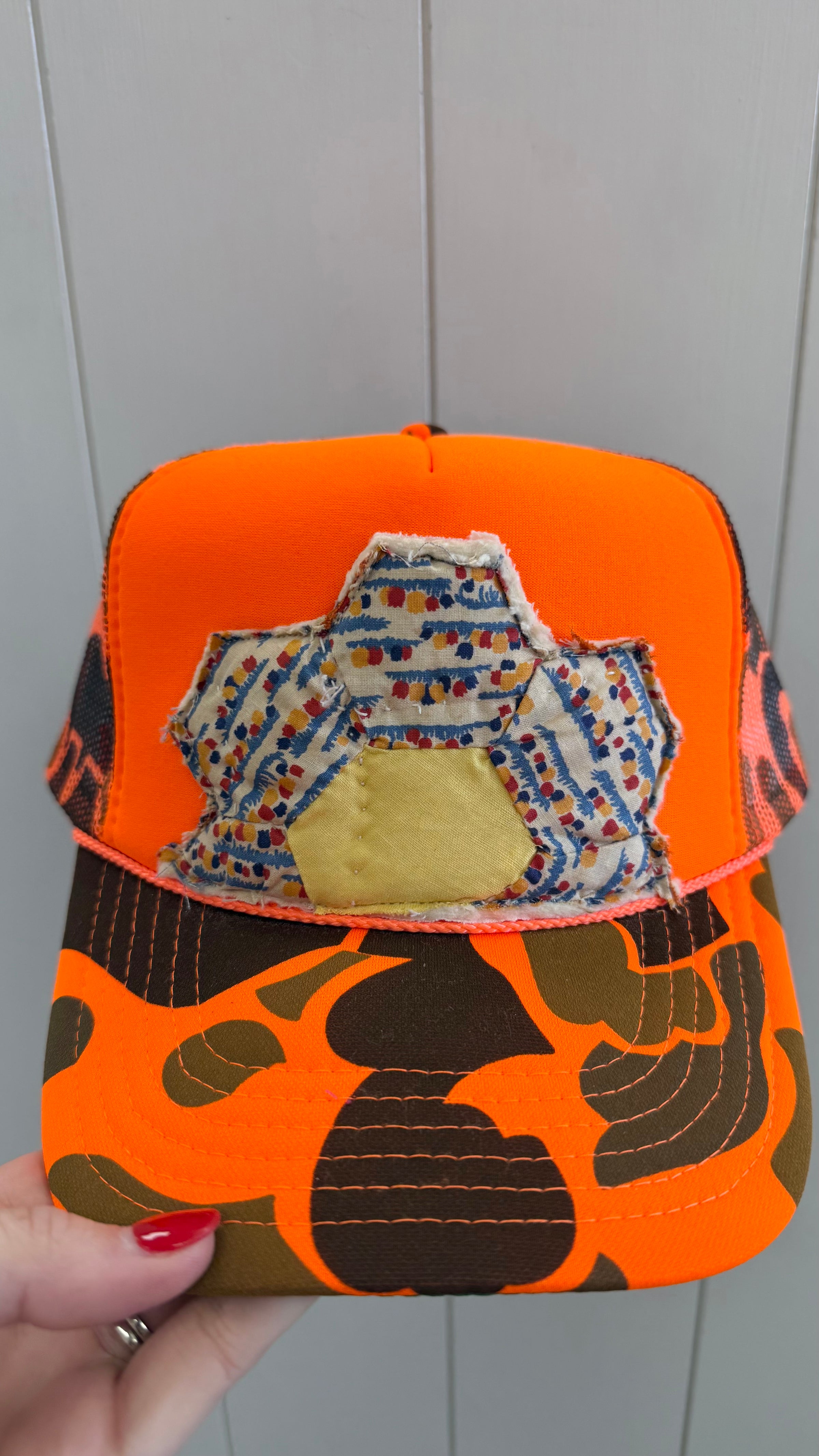 Orange Camo Dot Quilted Trucker Hat (1 LEFT)