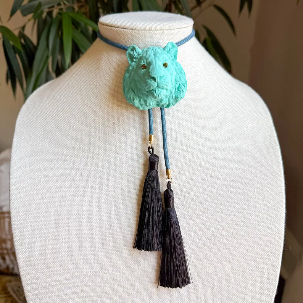 Tiger Bolo with Storm Blue & Black Tassel