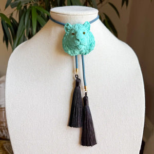 Tiger Bolo with Storm Blue & Black Tassel