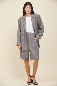 Grey Oversized Double Breasted Jacket Blazer