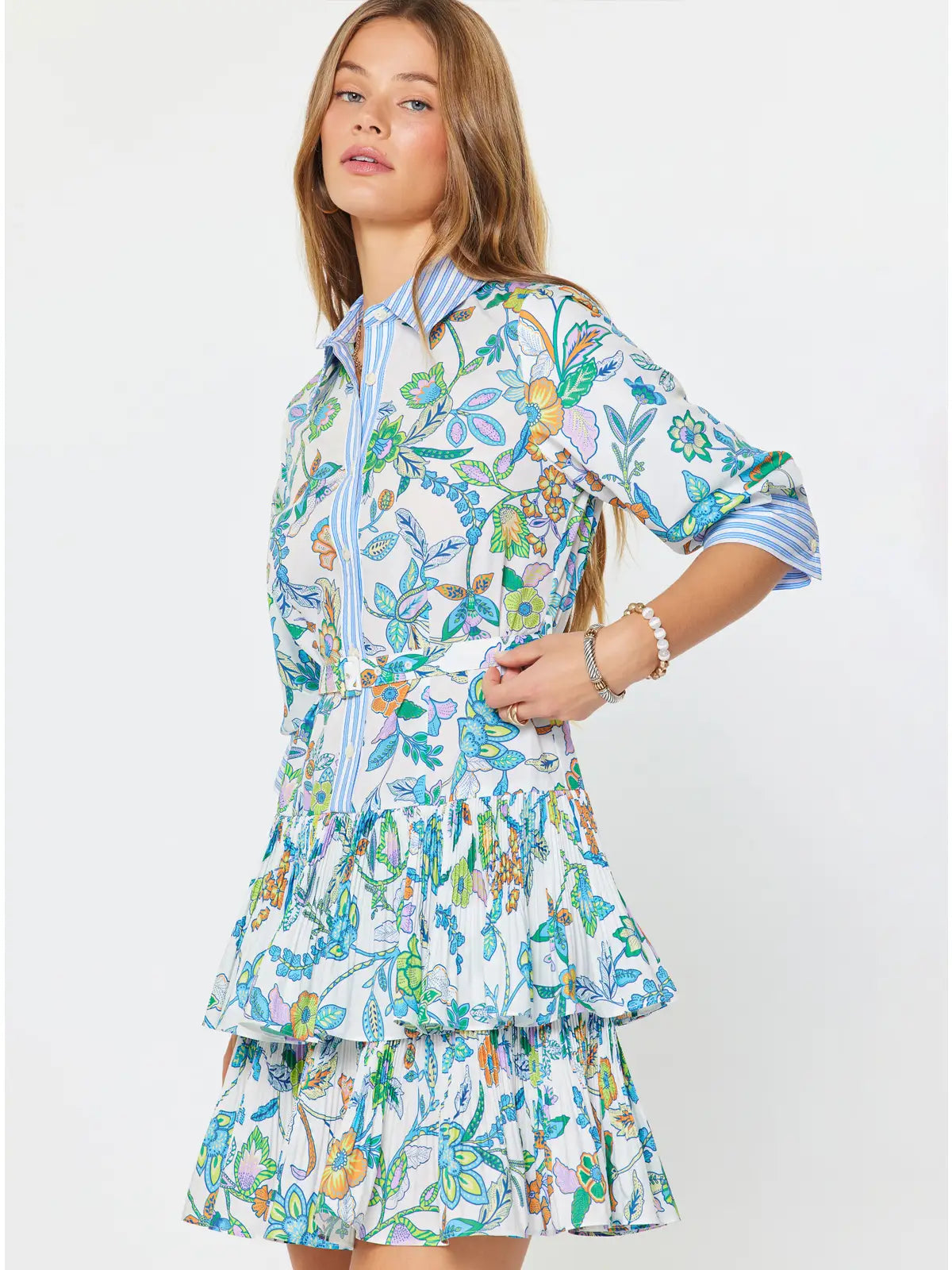 Current Air Paisley Print Tiered Mini Dress