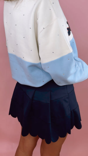 Karlie Navy Scallop Kourt Skort