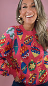 Queen of Sparkles Hot Pink Multi Jewel Ornament Sweater