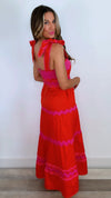 Celia B Jade Red/ Pink Midi Dress