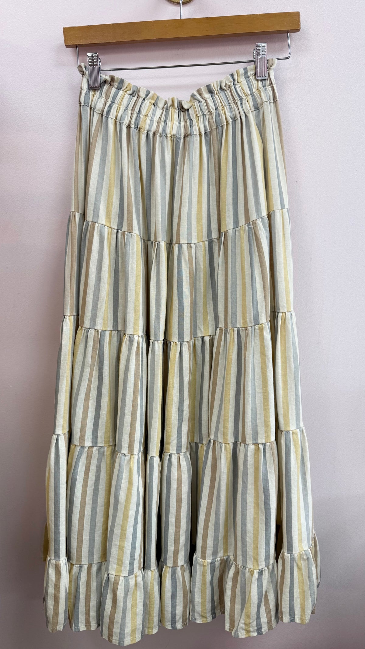 Rylee + Cru | Ruffle Tiered Maxi Skirt in Valencia Stripe