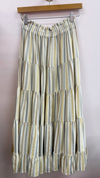 Rylee + Cru | Ruffle Tiered Maxi Skirt in Valencia Stripe