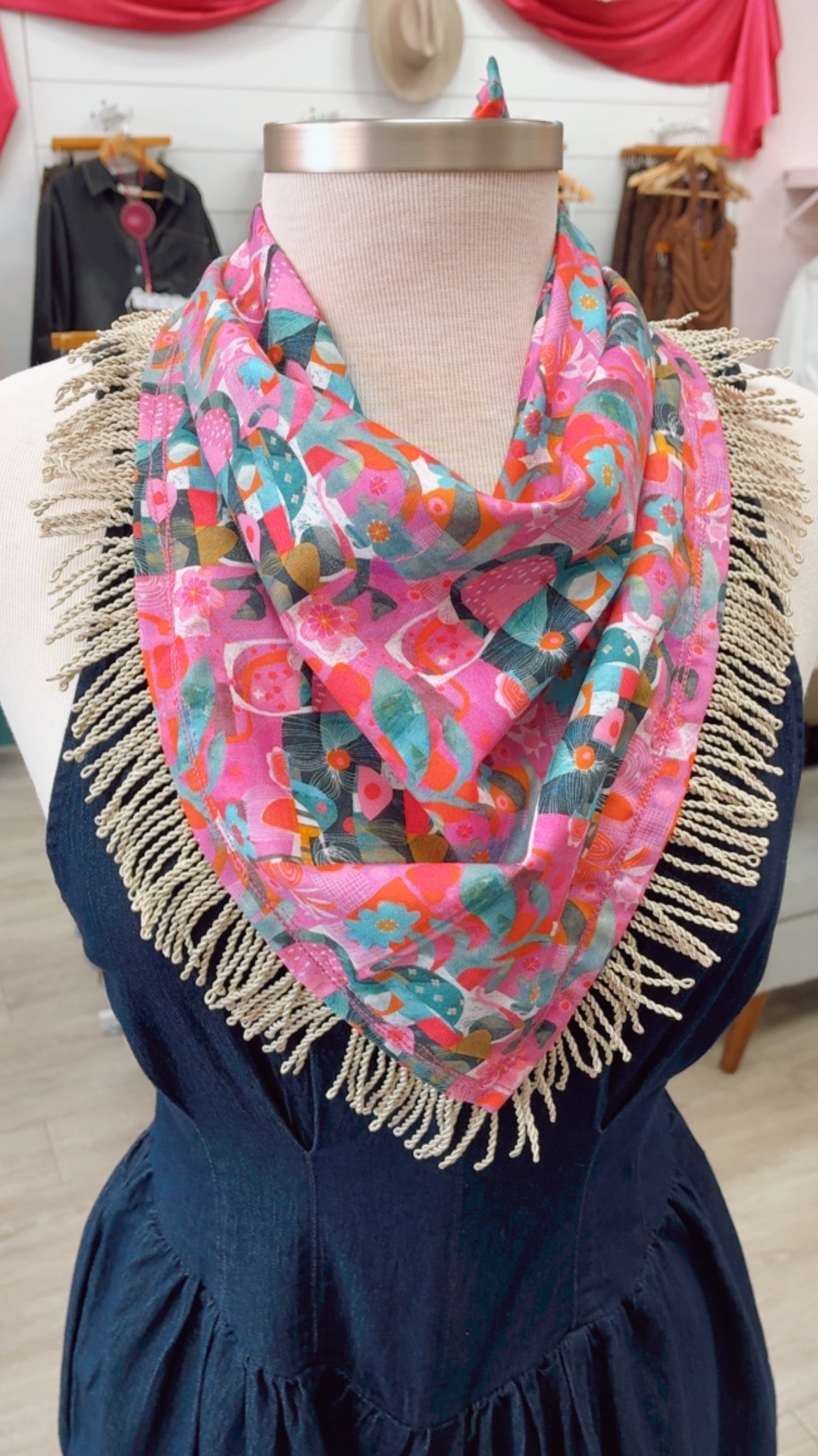 Fringe Scarf | Print w/Tassel Fringe