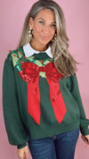 Queen of Sparkles Dark Green Wreath Around Neck Sweater