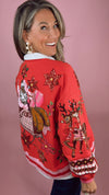 Queen of Sparkles Red Vintage Poinsette Santa Sweatshirt