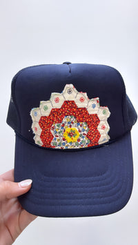 Red Multi Navy Quilted Trucker Hat