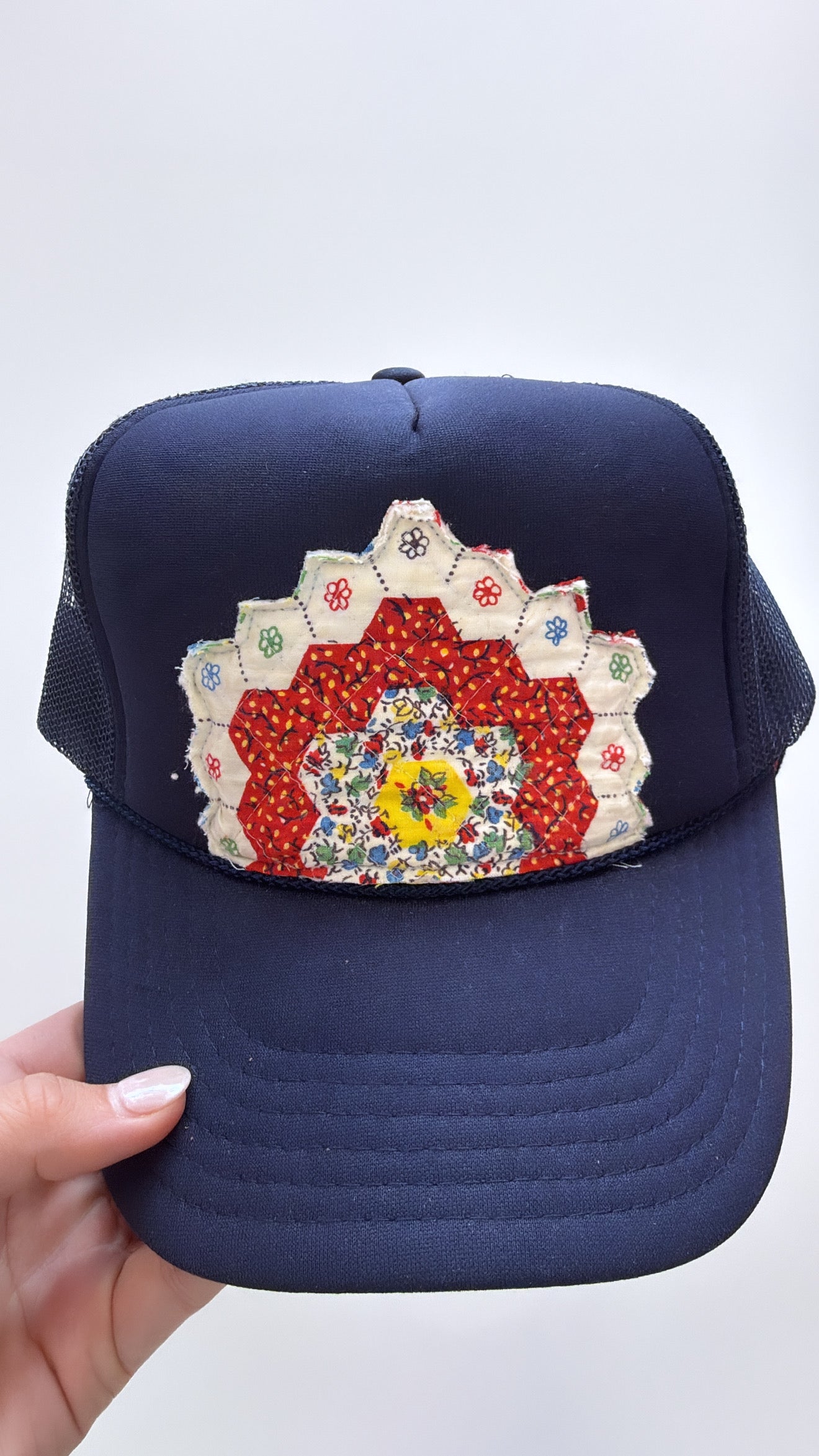 Red Multi Navy Quilted Trucker Hat