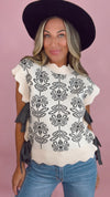 Charcoal Floral Mock Neck Sweater Vest (1 MEDIUM)