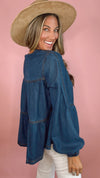 FRNCH Blue Jean Cixous Peplum Top (1 XS)