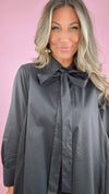 English Factory Black Bow Neck Swing Dress