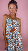 THML Blue Animal Print Midi Dress