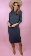 Current Air Charcoal Wool Sweater Midi Dress