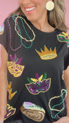 Queen of Sparkles Black Mardi Gras Icon Tee