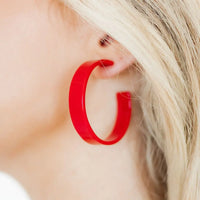 Red Flat Hoop Earring