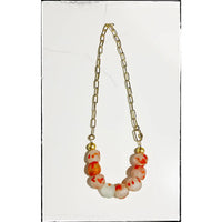Red Multi Glass Bead Paperclip Necklace
